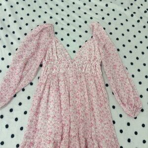 Floral Pink Long Sleeve Dress